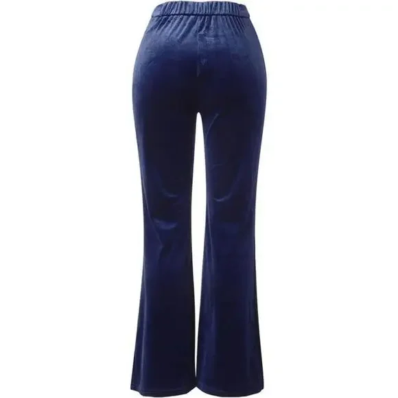 High Waist Velvet Flare Holiday Dressy Pants - Picture 12 of 15